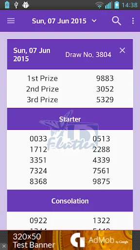 Flutter! Lottery Results