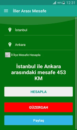 İller Arası Mesafe