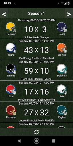 Football Results - NFL 2025