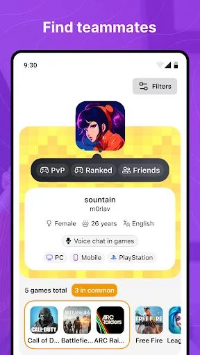 Gameram: Find gaming teammates