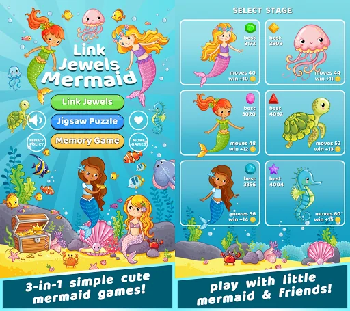 Link Jewels Mermaid: Gems Game