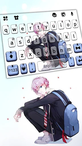 Anime School Boy Keyboard Back