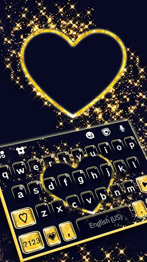 Black Gold Heart Keyboard Them
