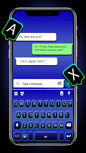 Blue Neon Chat Keyboard Backgr