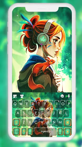 Cool Girl Green Keyboard Backg