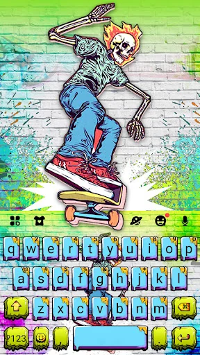 Cool Skate Skull Graffiti Keyb