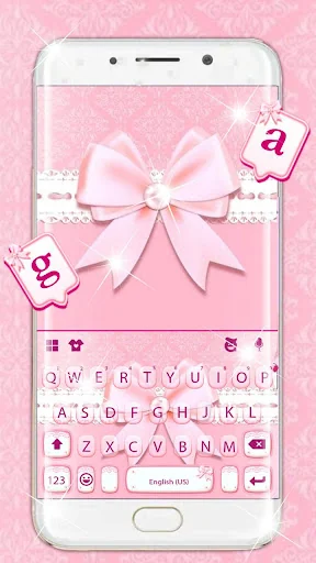 Fancy Pink Bowknot Keyboard Th