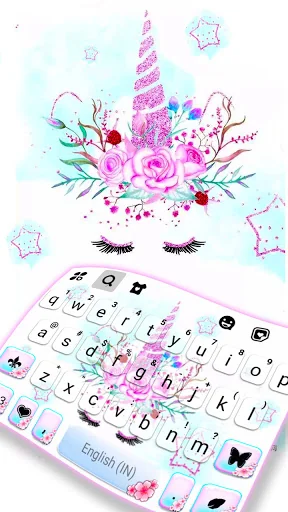 Floral Pink Unicorn Keyboard B
