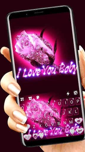 Glitter Rose Love Keyboard Bac