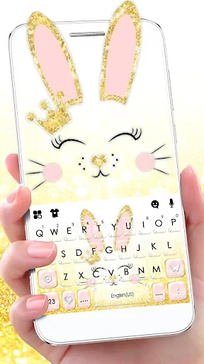 Gold Glitter Bunny Keyboard Th