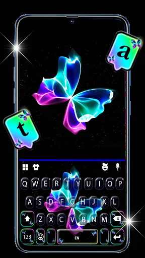 Neon Butterfly Keyboard Backgr