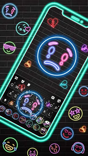 Neon Emojis Gravity Keyboard B