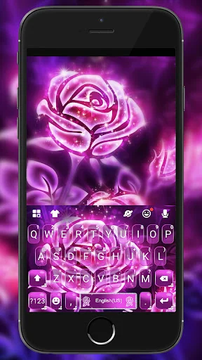 Neon Glitter Rose Keyboard The