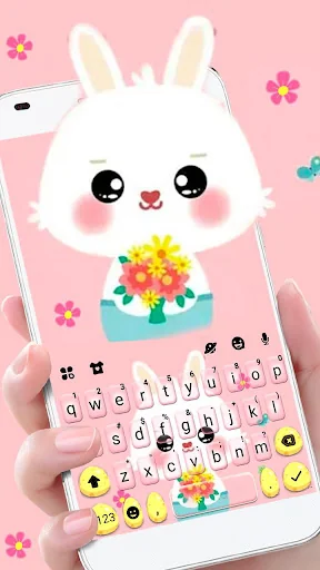 Pink Cute Bunny 2 Keyboard The