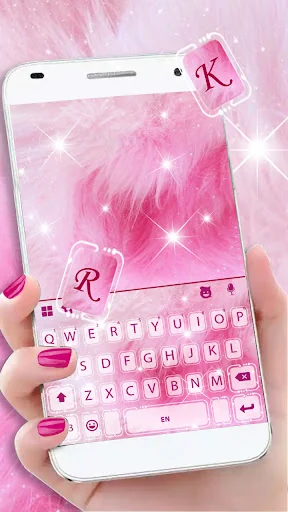 Pink Furry Sparkle Keyboard Ba