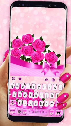 Pink Roses Love Keyboard Theme