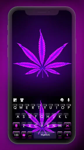 Purple Neon Weed Keyboard Back
