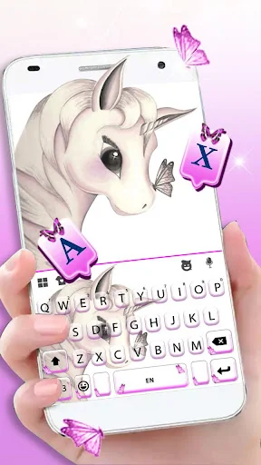Silver Unicorn Butterfly Keybo