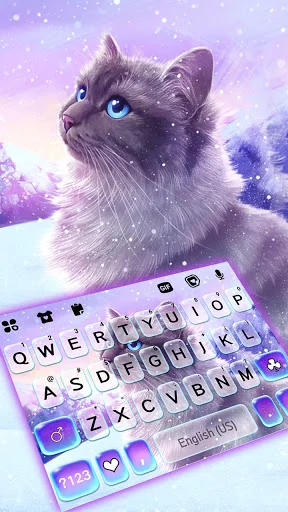 Snowy Cat Keyboard Background