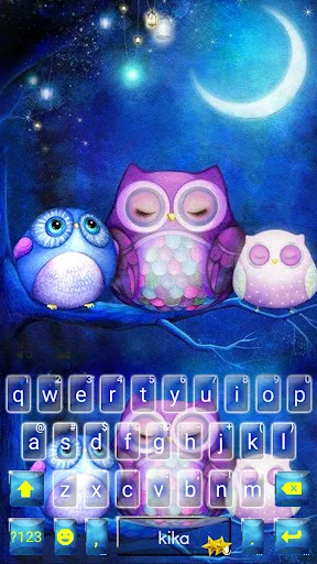 Starry Night Cute Owl Keyboard