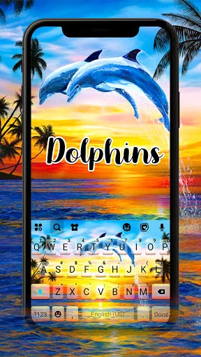 Sunset Dolphins Keyboard Backg