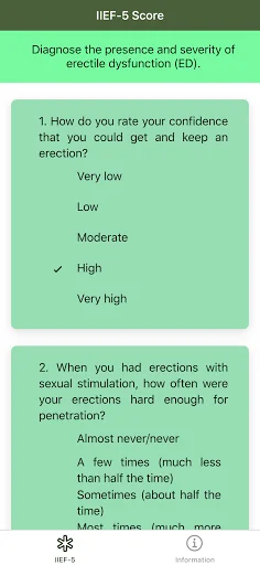 IIEF-5 Erectile Dysfunction