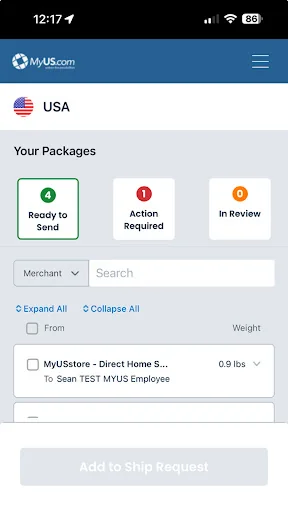 MyUS Global Shipping App