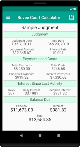 Bovee Judgment Calculator
