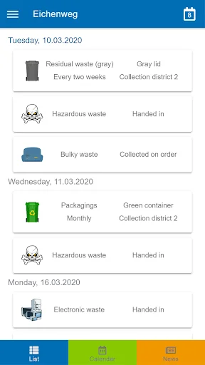 Waste calendar Enger