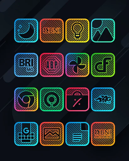 Lines Square - Neon icon Pack
