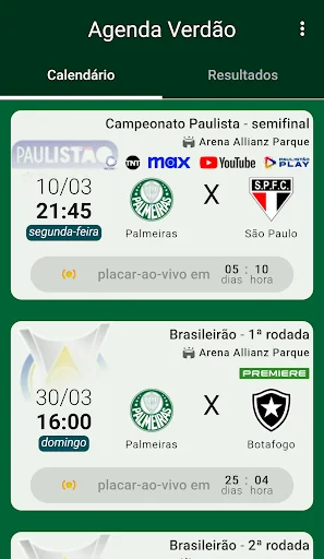 Agenda do Verdão