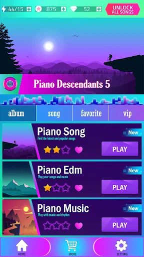 Piano Descendants 5 Tiles Game