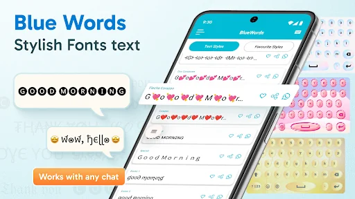 Blue Words, Stylish Fonts text