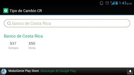 Exchange rate Costa Rica