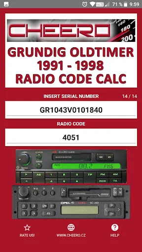 RADIO CODE for GRUNDIG 91 - 98