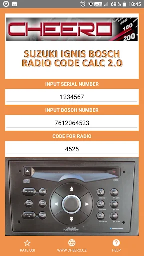RADIO CODE for SUZUKI IGNIS