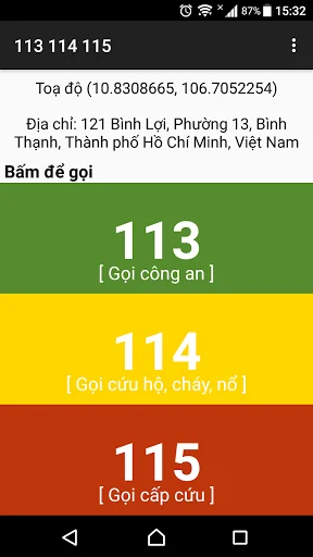 SOS gọi khẩn 113 114 115