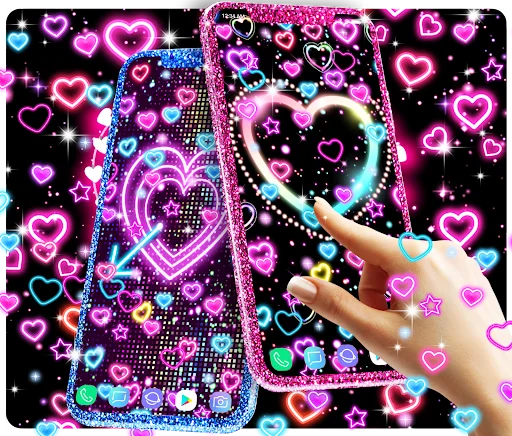 Neon hearts live wallpaper