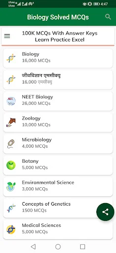 Biology MCQs Bank | Hindi