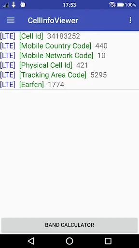 CellInfoViewer:Band Calculate