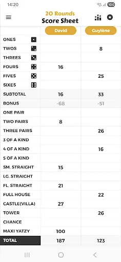 20 Rounds Score Sheet