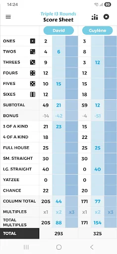 Triple 13 Rounds Score Sheet