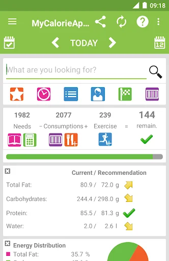 Calorie counter MyCalorieApp