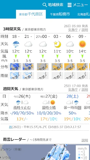 お天気モニタ - 気象庁のデータが見やすい天気予報アプリ