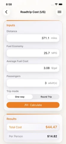 Roadtrip Gas Cost Calculator