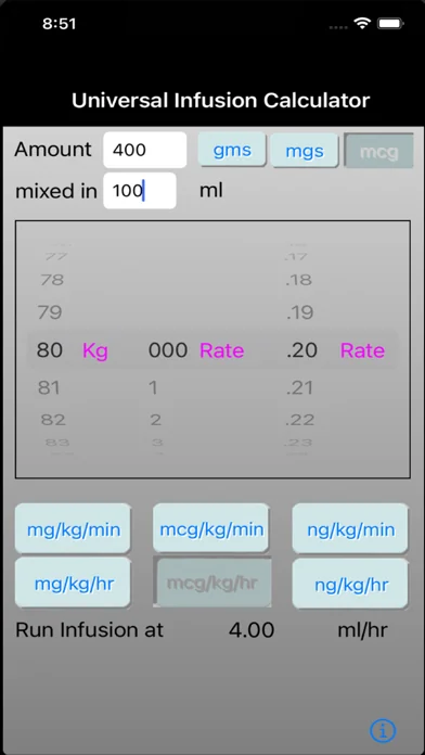 anesthesia infusion calculator