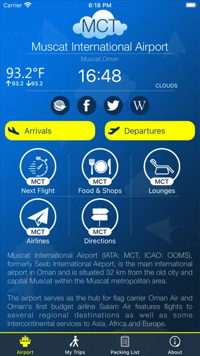 Muscat Airport MCT Info +Radar